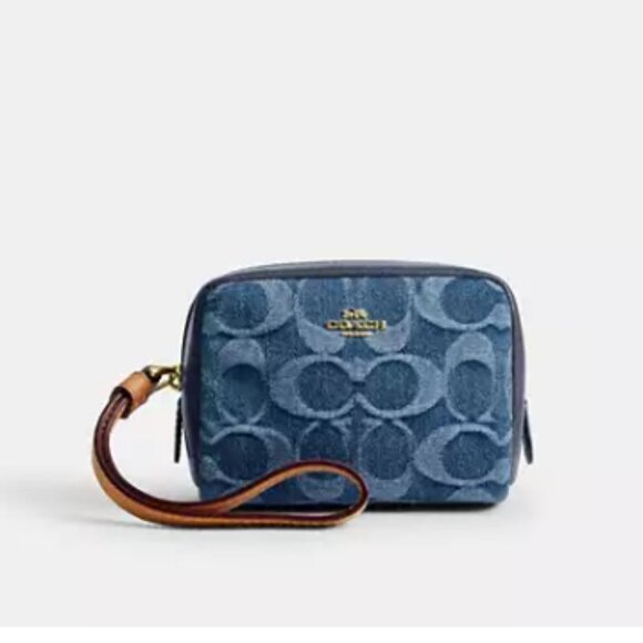Coach Handbags - Pouch Wristlet In Signature Denim
